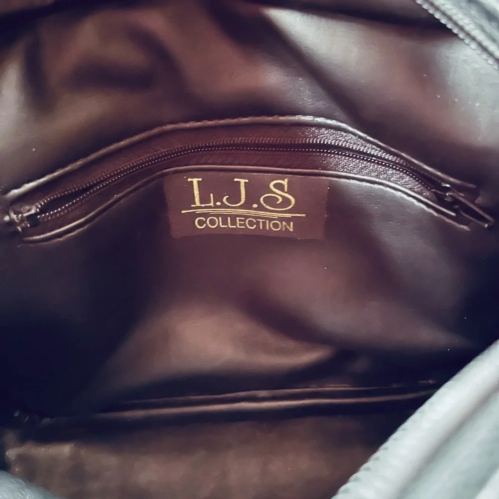 L.J.S. COLLECTION NWOT Square Quilted Faux Leather Crossbody Bag in Black Color